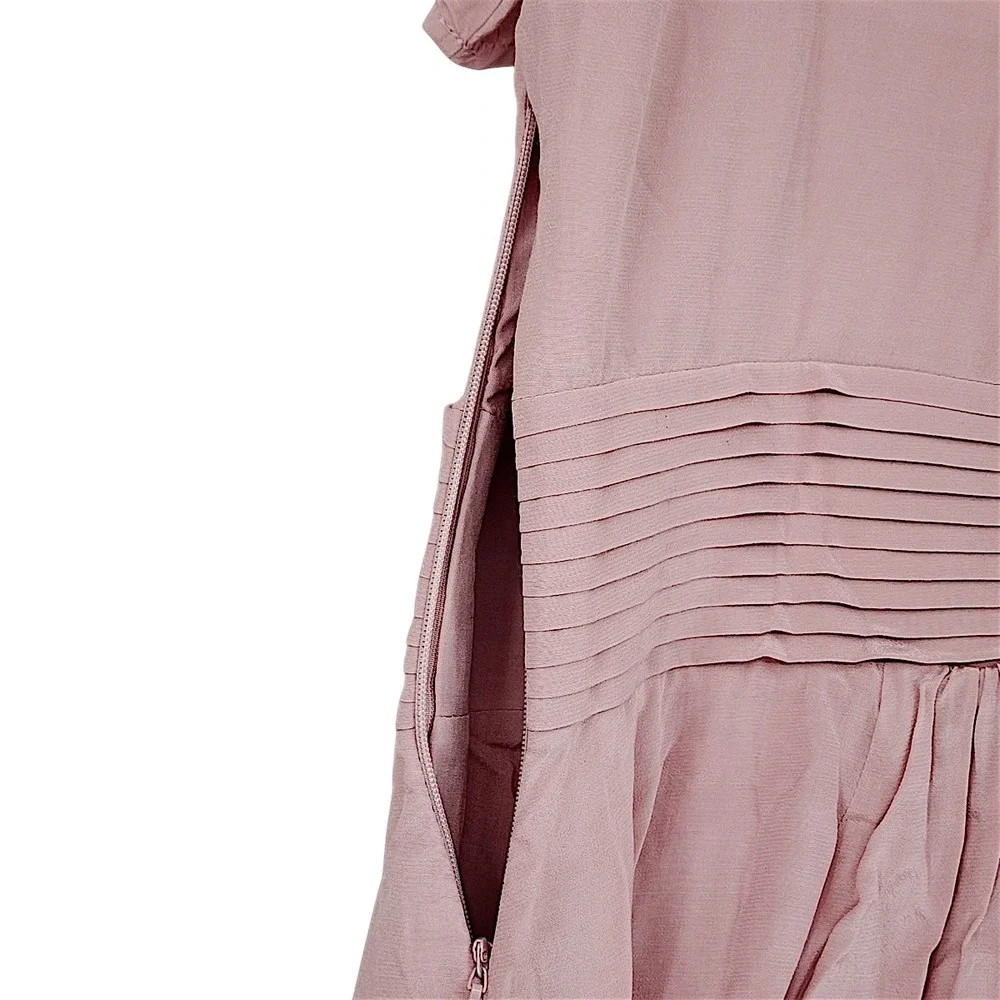 Seraphine Luxe Maternity Dress 8 Sariah Midi Flutter Sleeve Blush Pink Fairy NEW